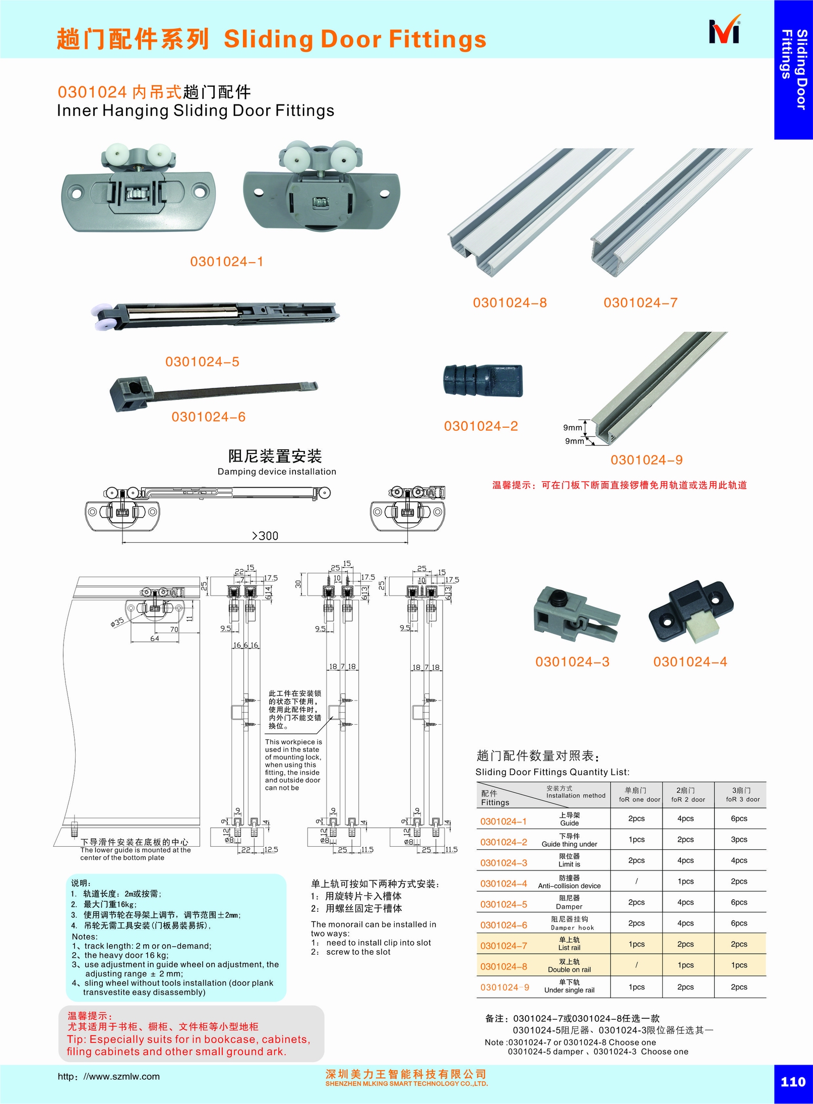 0301024 Inner Hanging Sliding Door Fittings(图1)